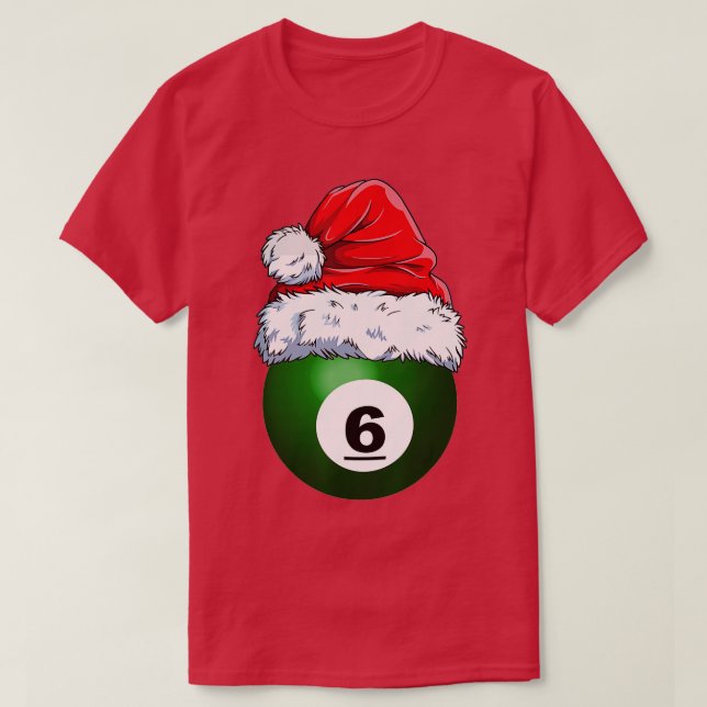 Camiseta Billiards Ball Santa Hat Funny Sport Xma (Diseño del anverso)