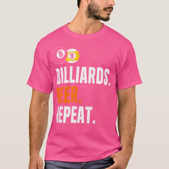 Camiseta Billiards Beer Repeat Funny Billiard (Anverso)