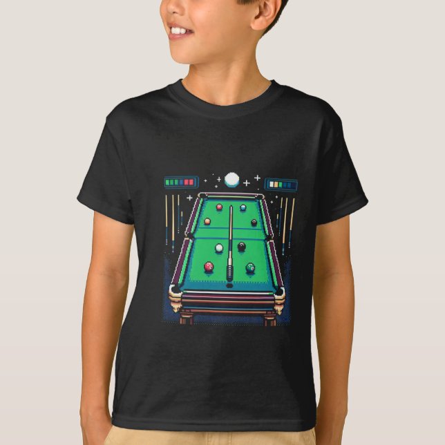 Camiseta Billiards de 8 bits de pot pixelado (Anverso)