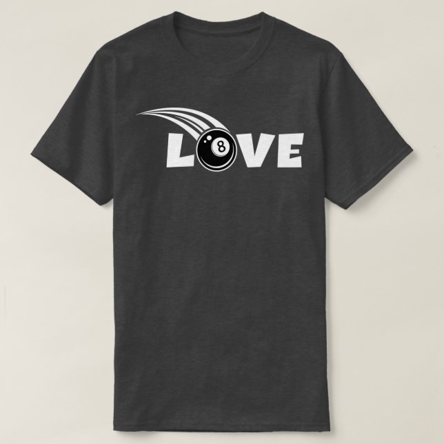 Camiseta Billiards LOVE 8ball pool billar player (Diseño del anverso)