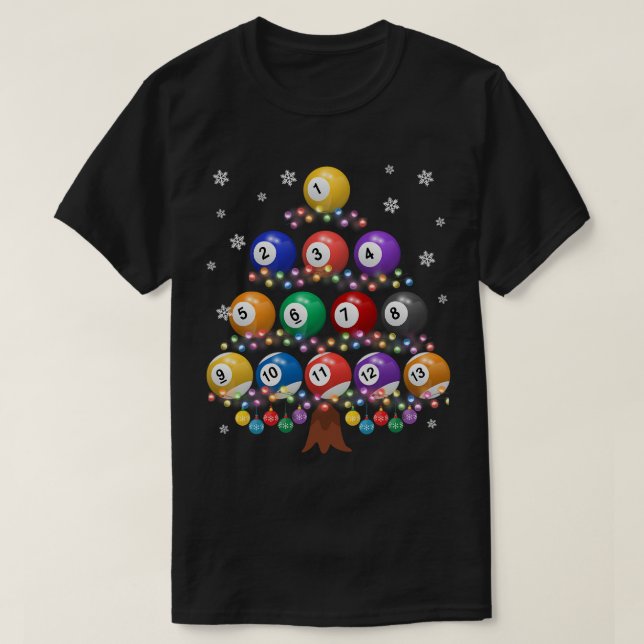 Camiseta Billiards Lover Xmas Tree Enfoca Santa Billiards C (Diseño del anverso)