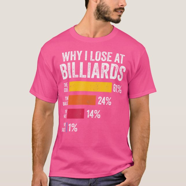 Camiseta Billiards Player Pool Table Snooker Por Qué Pierdo (Anverso)