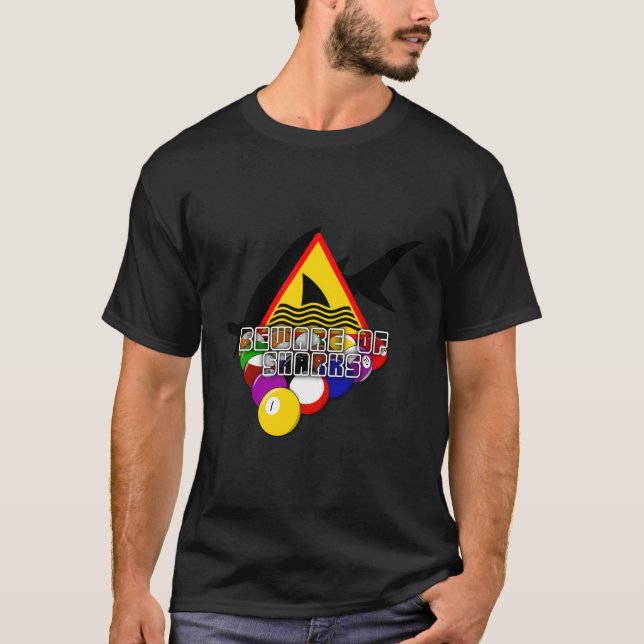 Camiseta Billiards Pool "Cuidado Con Los Tiburones" Billiar (Anverso)