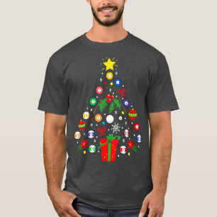 Camiseta Billiards Pool Player Christmas Ornamer Tree