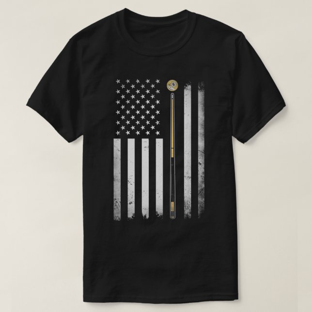 Camiseta Billiards Pool Player Table USA American Flag 1 (Diseño del anverso)
