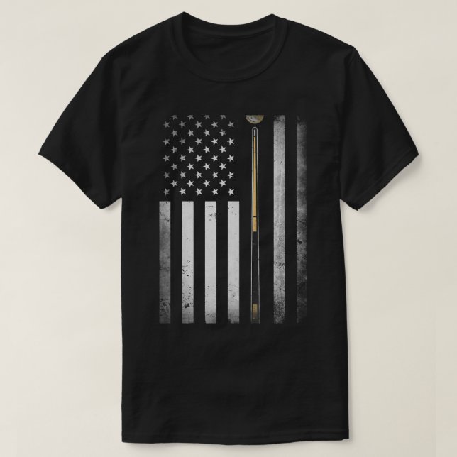 Camiseta Billiards Pool Player Table USA Bandera estadounid (Diseño del anverso)