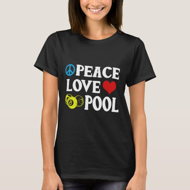 Camiseta Billiards Shirt Funny Peace Love Pool de ofertas P (Anverso)
