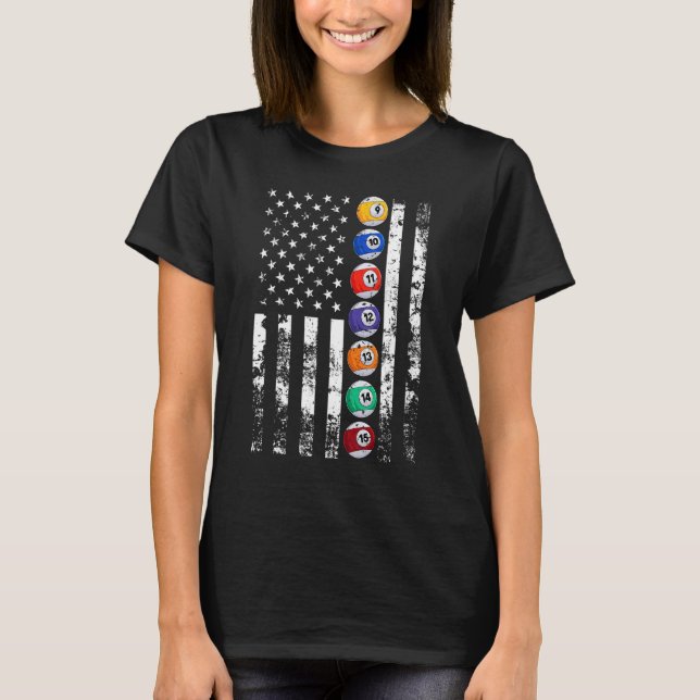 Camiseta Billiards USA US American Flag (Anverso)
