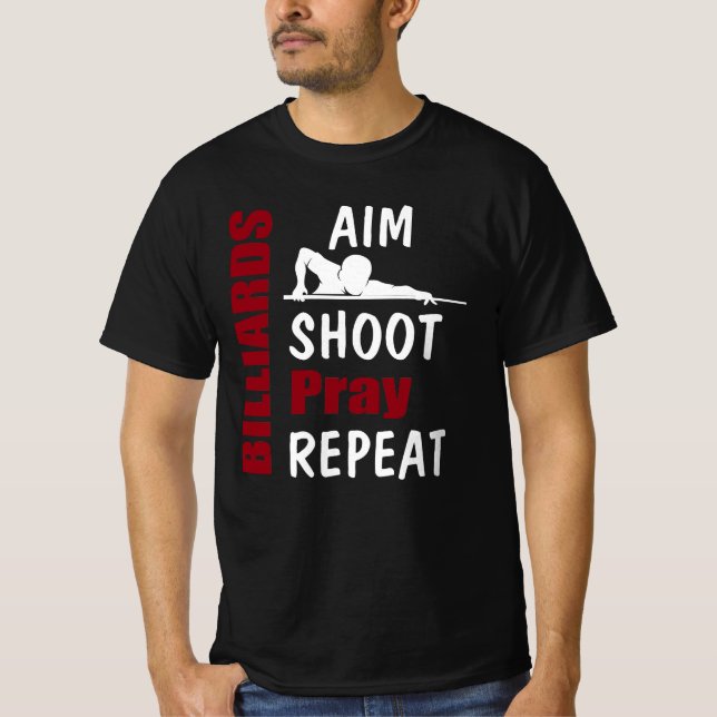 Camiseta Billiares Divertidos de Billar Apuntando (Anverso)