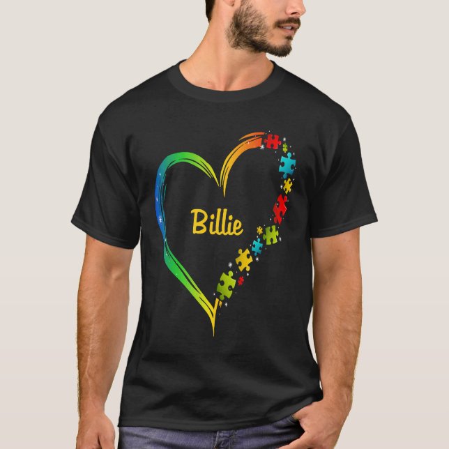 Camiseta Billie autism awareness heart puzzle idea 2020 (Anverso)
