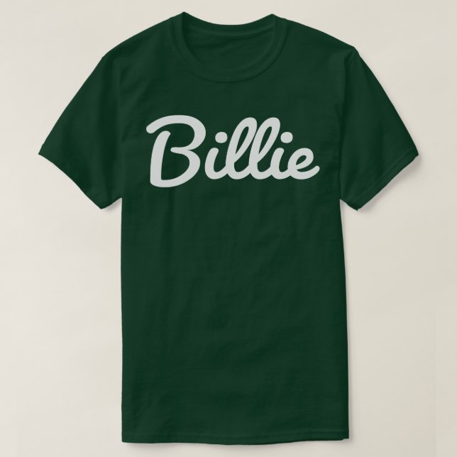 Camiseta Billie Typography White Cursive Script (Diseño del anverso)
