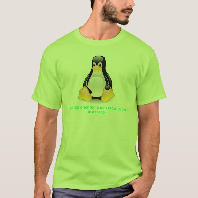 Camiseta Binario de Linux Tux (Anverso)