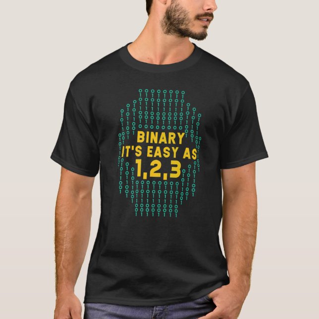 Camiseta Binary It's Easy As 1 2 3 para programador de comp (Anverso)