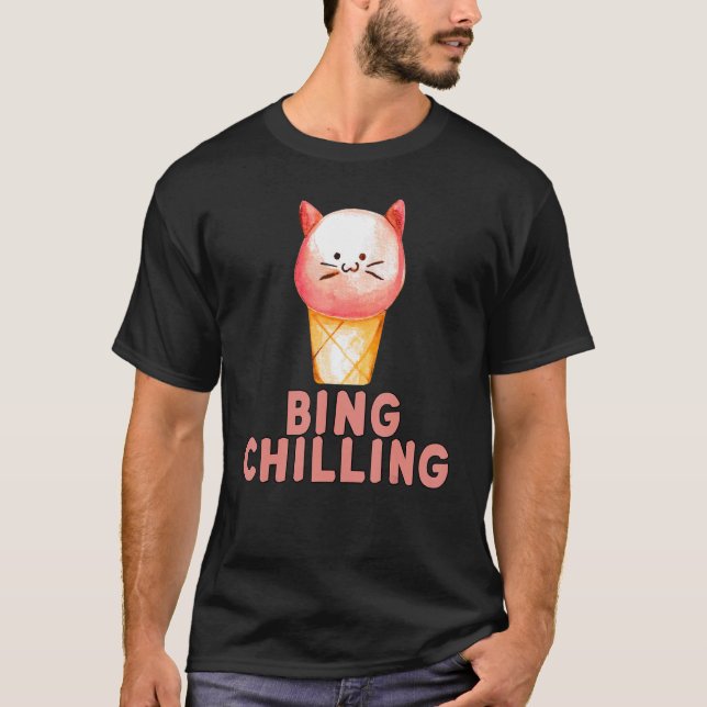 Camiseta Bing Chilling Ice Cream Cat Meme Kitty Vircita Cit (Anverso)