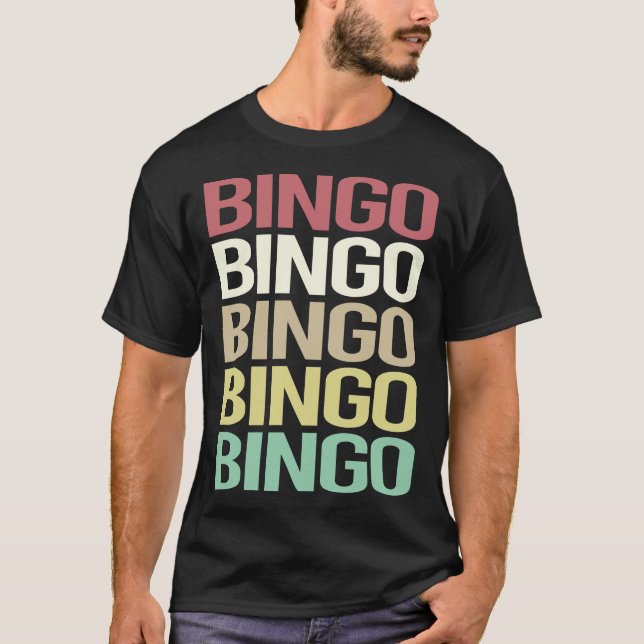 Camiseta Bingo de texto colorido (Anverso)