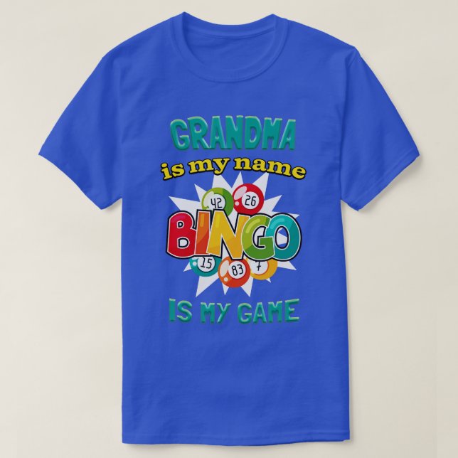 Camiseta Bingo divertido del jugador de la carta de la abue (Diseño del anverso)