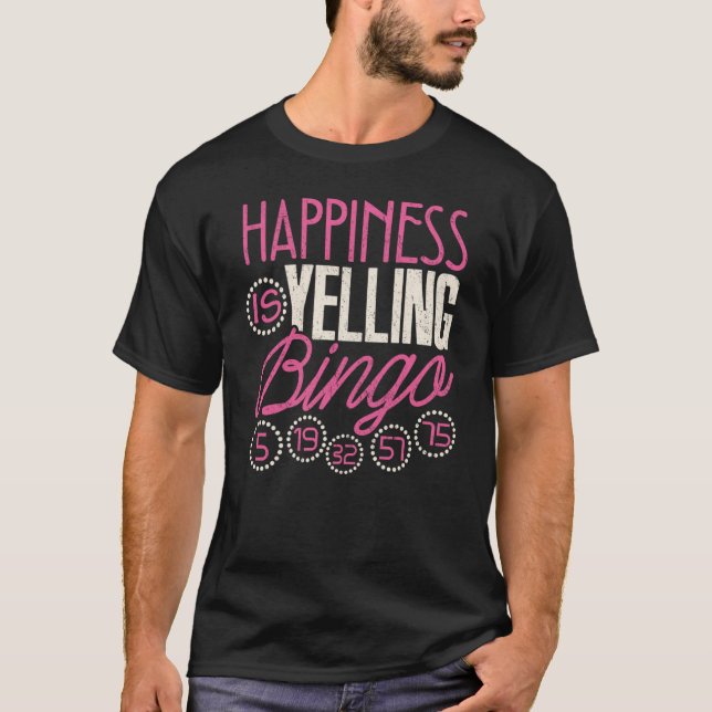Camiseta Bingo Felicidad Gritando Juego De Bingo Hombres Mu (Anverso)
