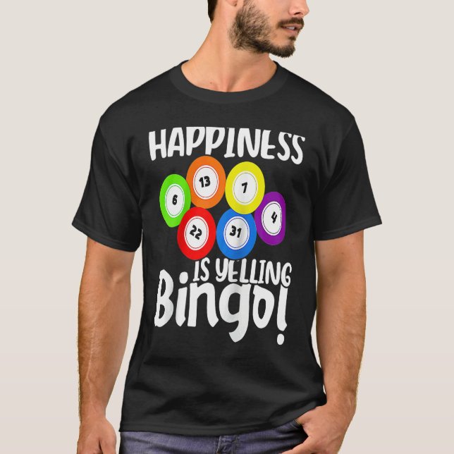 Camiseta Bingo Happiness Is Yelling Bingo Raglan Baseball (Anverso)