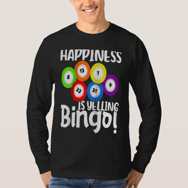 Camiseta Bingo Happiness Is Yelling Bingo Raglan Baseball (Anverso)
