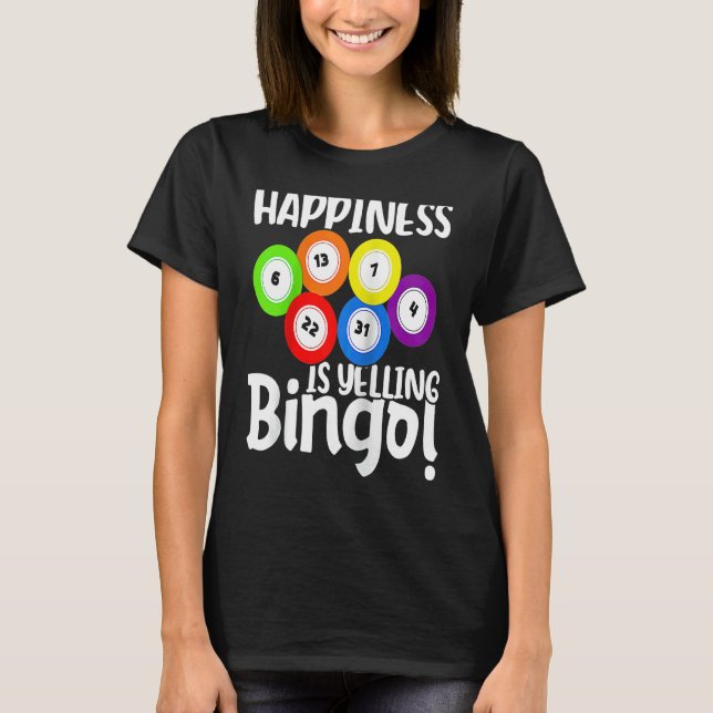 Camiseta Bingo Happiness Is Yelling Bingo Raglan Baseball (Anverso)
