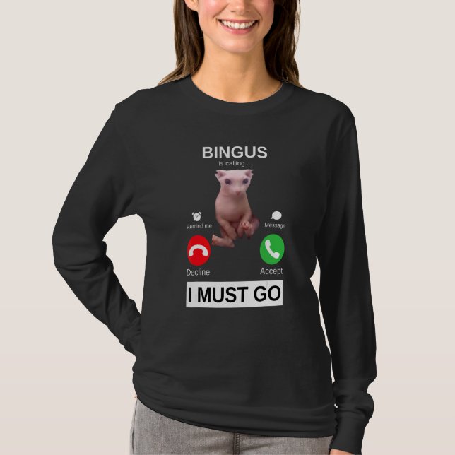 Camiseta Bingus Is Calling    Hairless Sphynx Cat Meme (Anverso)