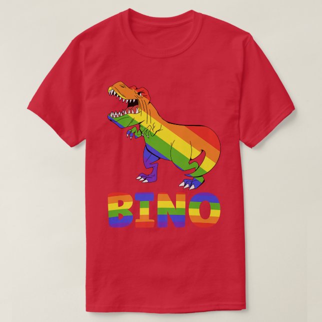 Camiseta Bino Dino Arcoíris, Mes del Orgullo lgbt lgbtq  (Diseño del anverso)