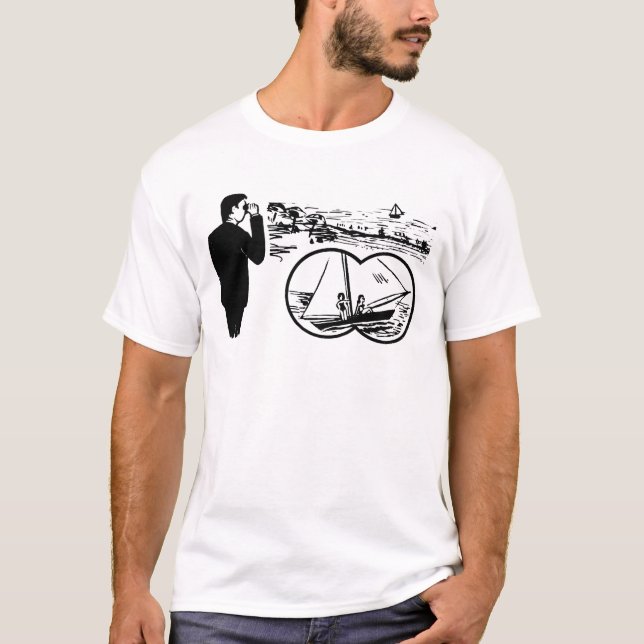 Camiseta Binoculares Tee de Ilustracion retro de observació (Anverso)