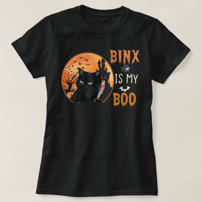 Camiseta binx es mi lindo gato de halloween (Diseño del anverso)