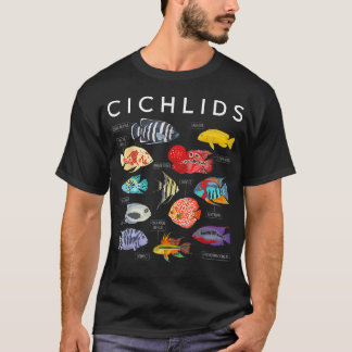 Camiseta Biología de Peces Tropicales Coloridos Tipo Cichli