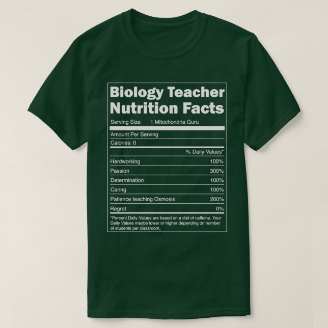 Camiseta Biología Escolar Regalo Nutrición Hechos Biología (Diseño del anverso)