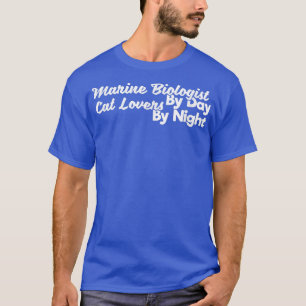 Camiseta Biólogo marino por la noche amante de los gatos