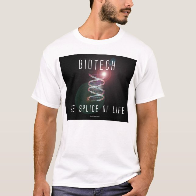 Camiseta Biotech. El empalme de la vida. (casilla negra) (Anverso)