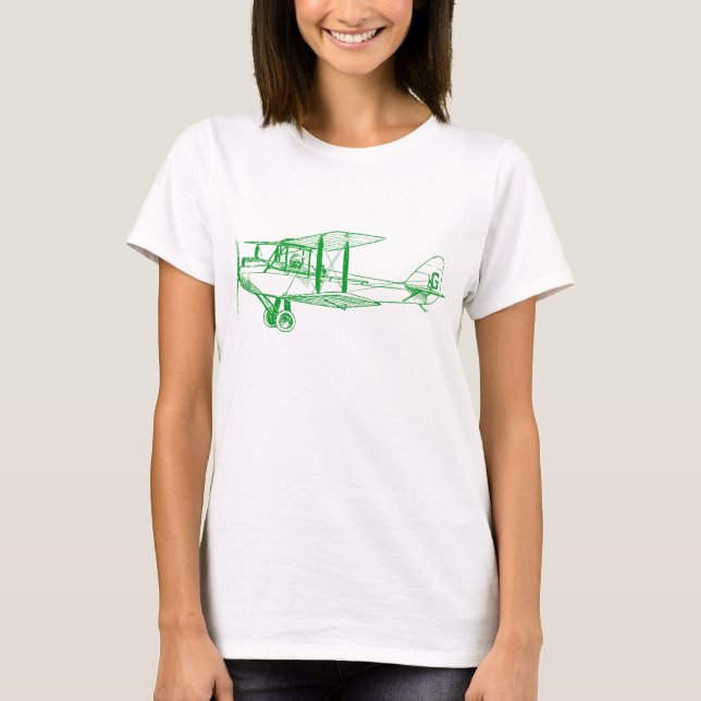 Camiseta Biplano Vintage - Verde Césped (Anverso)