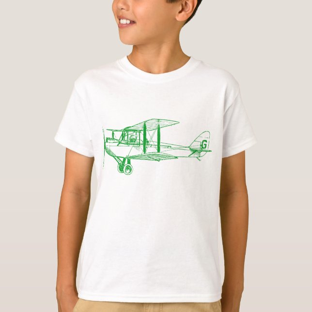 Camiseta Biplano Vintage - Verde de hierba (Anverso)