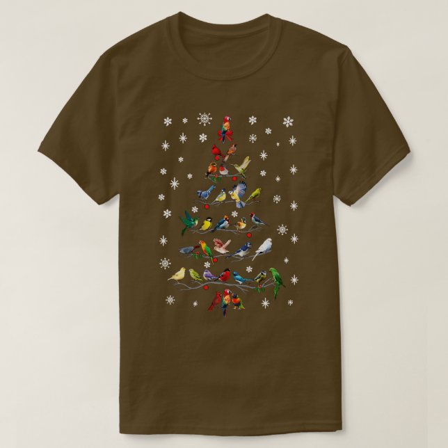 Camiseta Bird Christmas Tree Happy Holidays (Diseño del anverso)