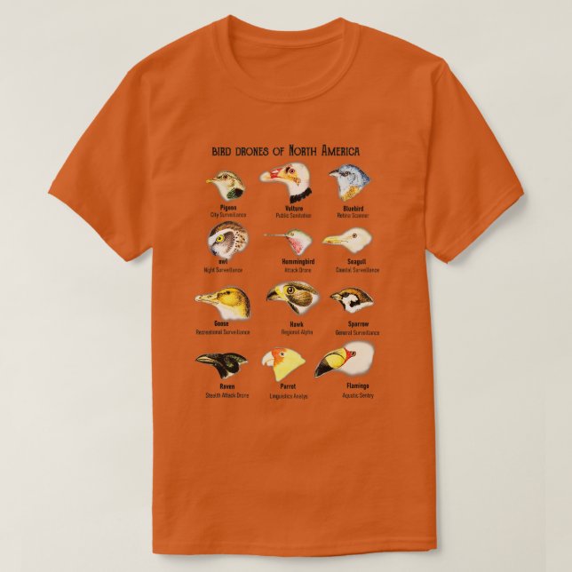 Camiseta bird drones of North America Cute Bird Lovers  (Diseño del anverso)