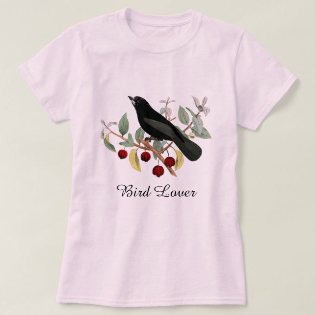 Camiseta Bird Lover Blackbird Pink (Diseño del anverso)