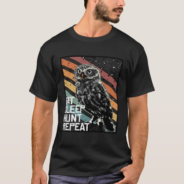 Camiseta Bird Of Prey Raptor Eat Sleep Hunt Repeat Burrowin (Anverso)