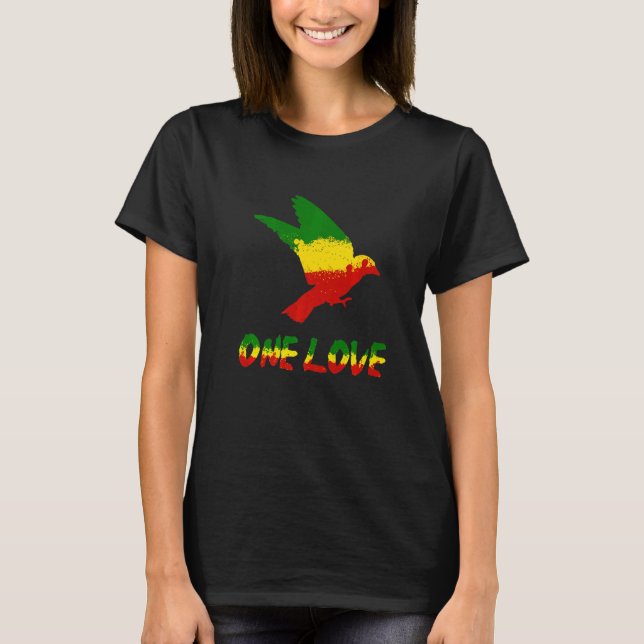 Camiseta Bird One Love Rasta Reggae Rastafarian Jamaica Ro (Anverso)