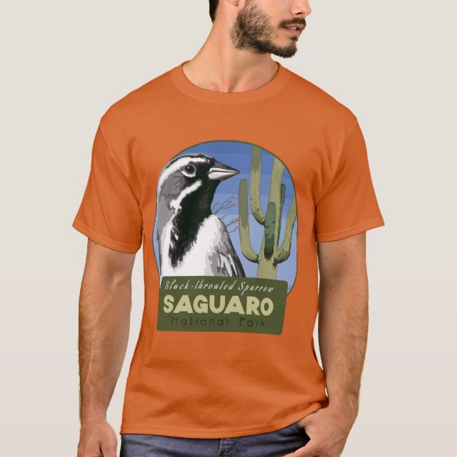 Camiseta Birds and Parks Saguaro National ParkBlackthroated (Anverso)