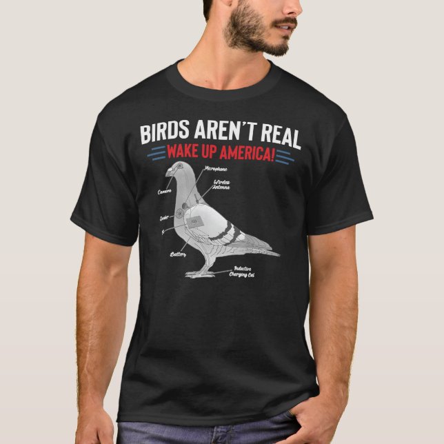 Camiseta Birds Aren’t Real Wake Up America Classic T-Shirt (Anverso)
