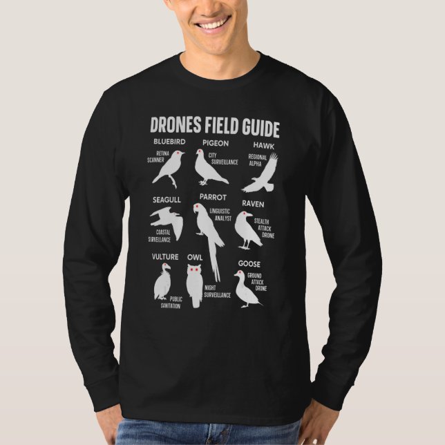 Camiseta Birds Drones Field Guide They Arenu2019t Real Funn (Anverso)