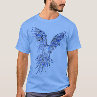 Camiseta BIRDS Flying Blue Parrot Icónico Diseño de Arte Gr