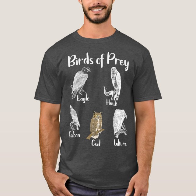 Camiseta Birds of Prey Eagle Hawk Falcon Owl Vulture (Anverso)