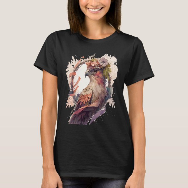 Camiseta Birds Of Prey Kite Bird Flower Crown Floral (Anverso)