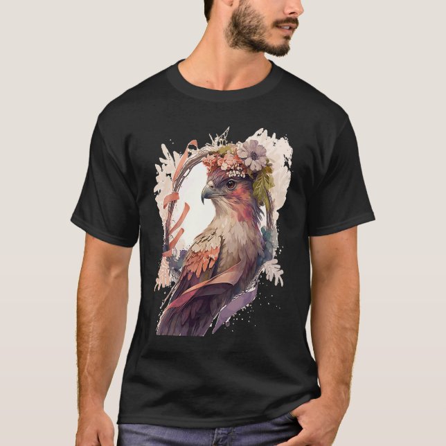 Camiseta Birds Of Prey Kite Bird Flower Crown Floral (Anverso)