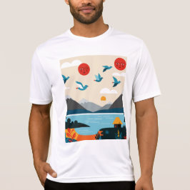 Camiseta Birds over a lake