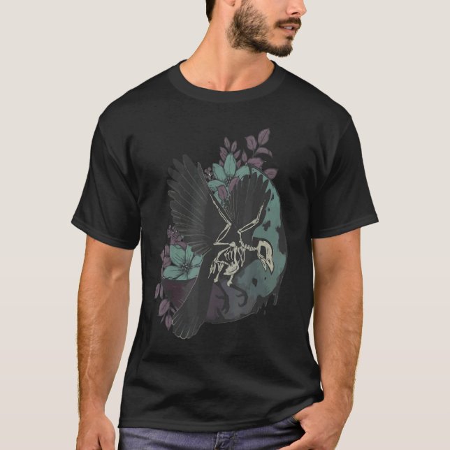 Camiseta Birds Raven Skeleton Dark Art Crow (Anverso)
