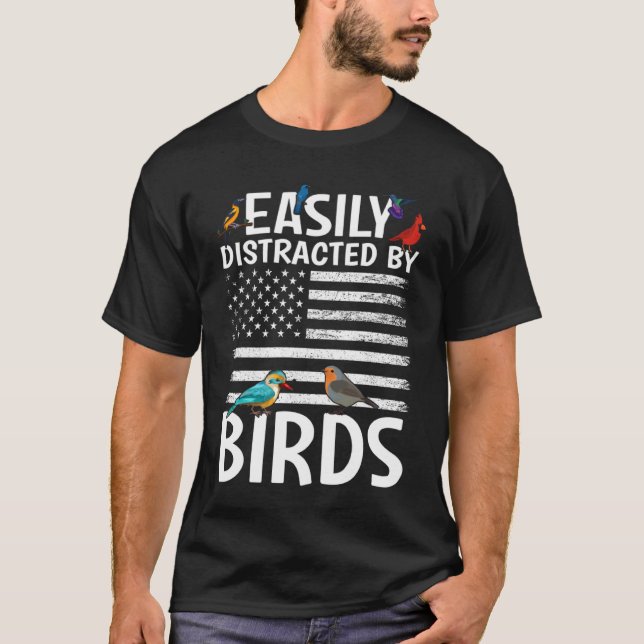 Camiseta Birdwatcher  Easily distracted by Birds  Crazy Bir (Anverso)