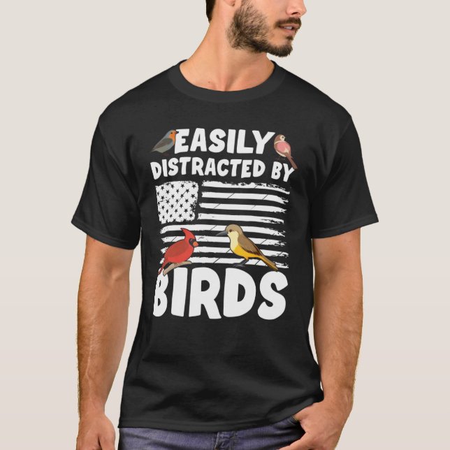Camiseta Birdwatcher  Easily distracted by Birds  Crazy Bir (Anverso)